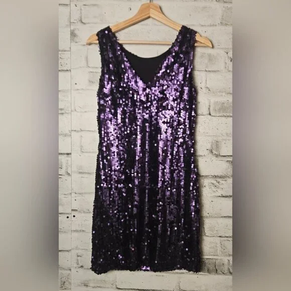 Ricki’s Purple Sequin Cocktail Dress Size 6 Party Sparkle Sleeveless - Picture 2 of 8